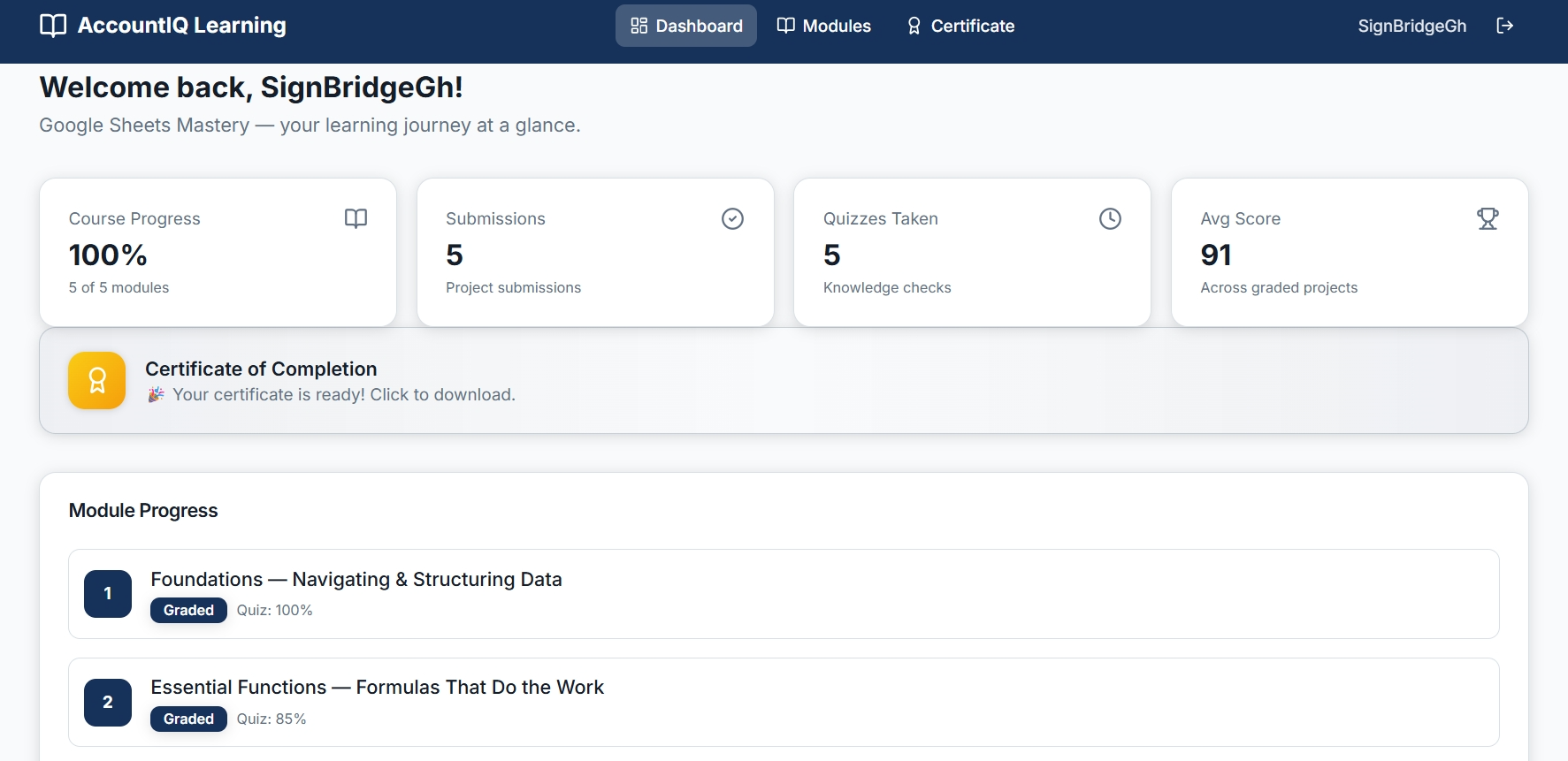 AccountIQ Learning platform